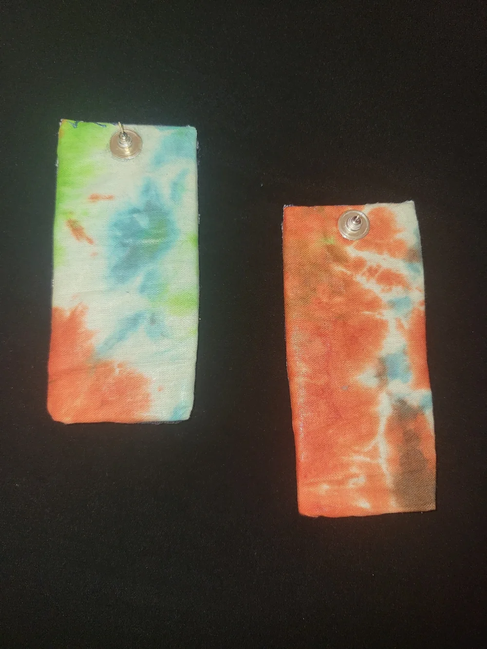 Handmade Multicolor Patchwork Rectangle Drop Earrings